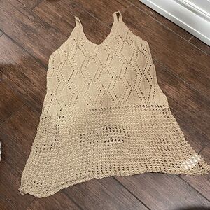 Chic Tan Crochet Swim Cover-Up